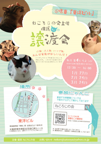 ねころじの会主催　保護ねこの譲渡会