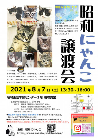 昭和にゃんこ譲渡会　in　名古屋市昭和区