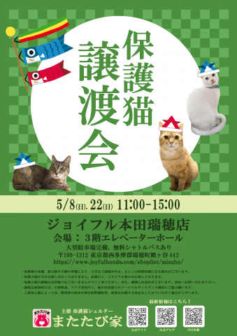 保護猫❤️譲渡会 in ジョイフル本田瑞穂店