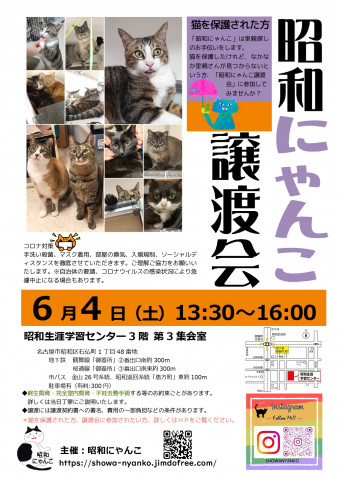 昭和にゃんこ譲渡会　in　名古屋市昭和区