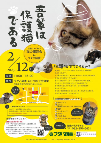 吾輩は保護猫である～名前はまだ無い猫の譲渡会 in フタバ図書～