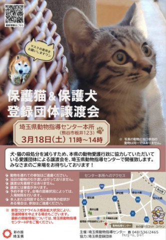 保護犬＆保護猫☆認定団体譲渡会ＩＮ埼玉県動物指導センター(本所)