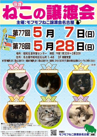 猫の譲渡会　in　名古屋市昭和生涯学習センター