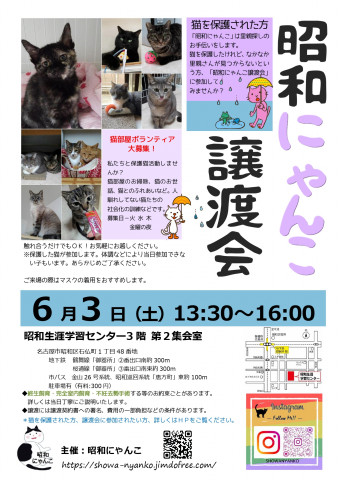 昭和にゃんこ譲渡会　in　名古屋市昭和区