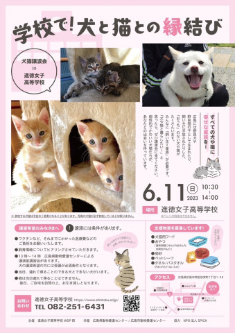 学校で犬と猫との縁結び～犬猫譲渡会 in 進徳女子高等学校～