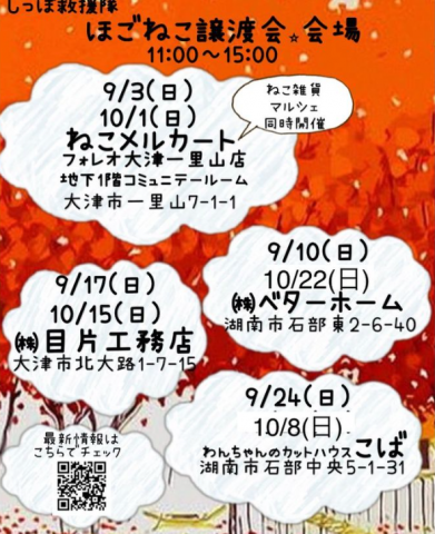 しっぽ救援隊・9月10月譲渡会案内