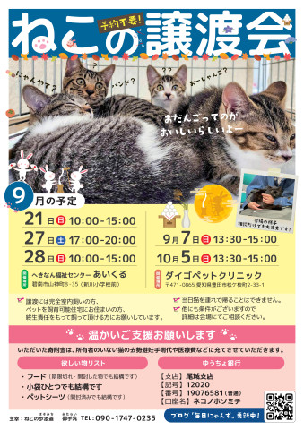 ねこの譲渡会　へきなん福祉センター　あいくる