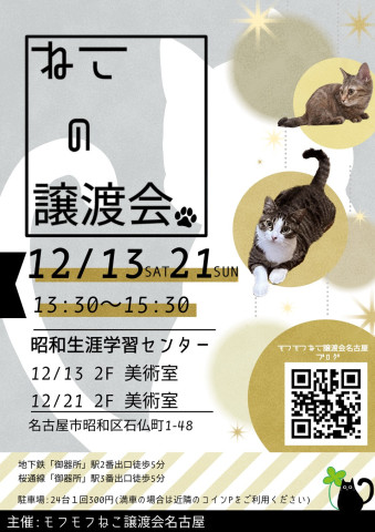 猫の譲渡会　in　名古屋市昭和生涯学習センター
