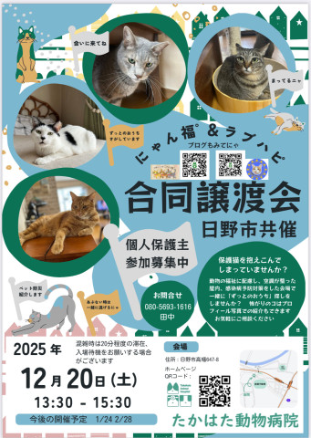 にゃん福°＆ラブハピ合同譲渡会　日野市共催
