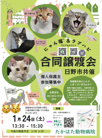《日野市共催》　にゃん福°＆ラブハピ合同譲渡会