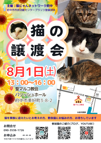 猫にゃんネットワーク府中{保護猫の譲渡会} 