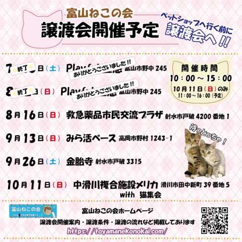 富山ねこの会　保護ねこ譲渡会