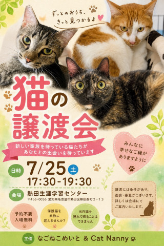 【夜の譲渡会】熱田区　なごねこめいと