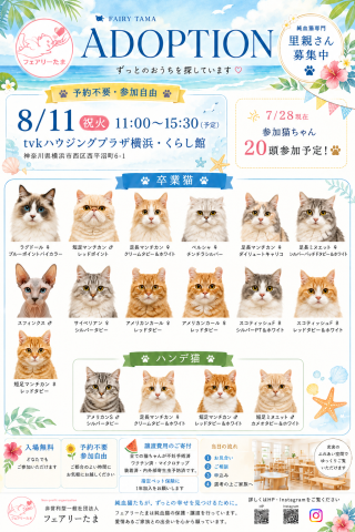 【純血猫20頭以上】フェアリーたまの譲渡会