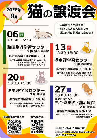 ネコの譲渡会★名古屋市港区
