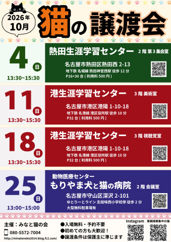 ネコの譲渡会★名古屋市港区