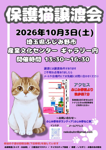 ふじみ野ねこ部　保護猫譲渡会