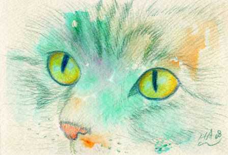 041 「FACE」 色鉛筆画 - ねこせん編集長（ねこの手）さんの猫日記